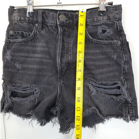 Garage Denim Shorts Cut Off Distress Button Fly Women 00 / 23 Black Hot Pants - Picture 5 of 11